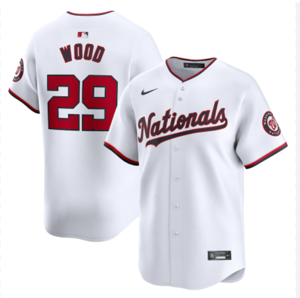 Youth Washington Nationals #29 James Wood Nike White Nike Limited jersey